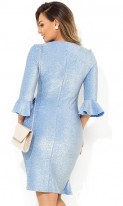 Нарядное голубое платье мини из люрекса размеры от XL ПБ-384, фото 2