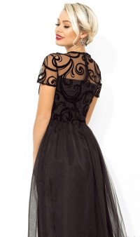 Платье-коктейль с завышенной талией черное Д-1671 фото 2