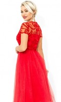 Платье-коктейль с завышенной талией красное Д-1670 фото 2