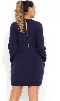 Темно-синее платье из ангоры с разрезом по спине размеры от XL ПБ-248, фото 2