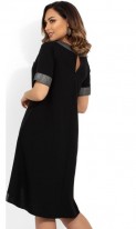 Стильное платье-миди черное с контрастным декором размеры от XL ПБ-774, фото 2
