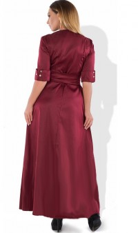 Бордовое платье макси в пол на запах размеры от XL ПБ-656, фото 2