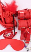 Красный комплект для ролевых игр БДСМ 10 предметов А-1139