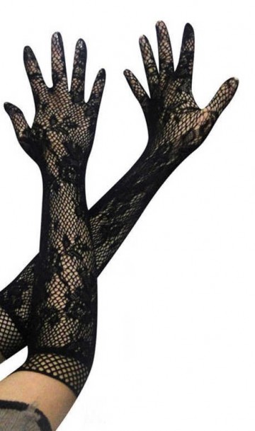 Черные трикотажные ажурные перчатки А-0003