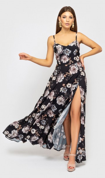 Длинное платье с цветочным принтом Д-1238