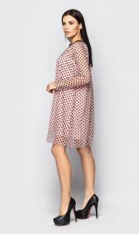 Платье в мелкий горошек розовое Д-597 фото 2