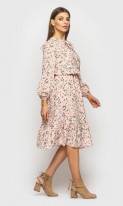 Романтичное платье с завязками розовое Д-1272 фото 2