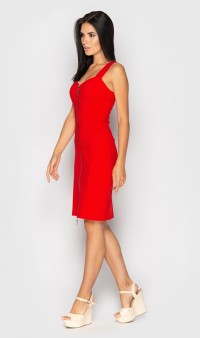 Стильное платье с молнией красное Д-313 фото 2