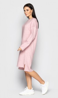Теплое платье розового цвета Д-575 фото 2