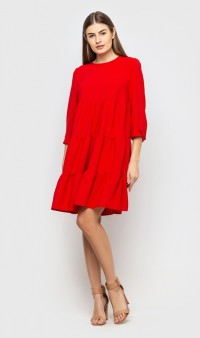 Воздушное платье-туника красное Д-562