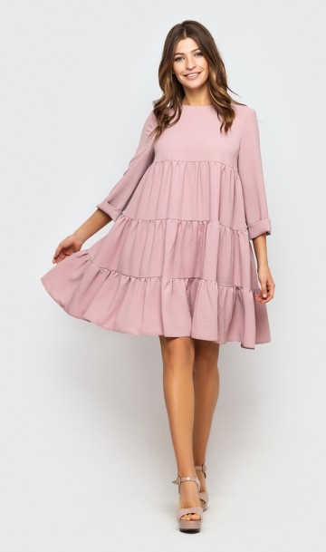Воздушное платье-туника розовое Д-568