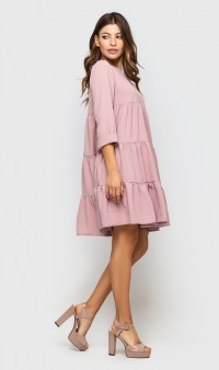 Воздушное платье-туника розовое Д-568 фото 2