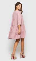 Воздушное платье-туника розовое Д-568 фото 3