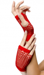 Перчатки в сетку с открытыми пальцами красные, фото