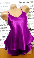 Атласная пижама фиолетовая, фото 2