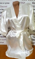 Атласный халат белый, фото 2