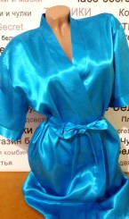 Атласный халат голубой, фото 2