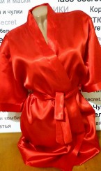 Атласный халат красный, фото 2