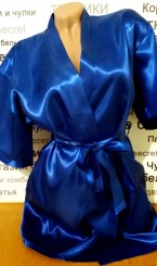 Атласный халат синий, фото 2