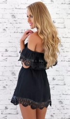 Пляжное платье черное с открытыми плечами, фото