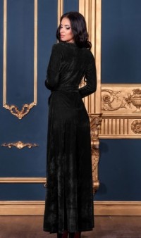 Бархатное длинное платье черное Д-368 фото 2