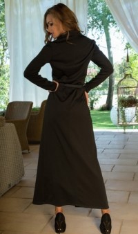 Черное длинное платье рубашка Д-364 фото 2