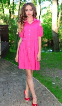 Платье рубашка мини розовое Д-232