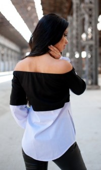 Блуза со спущенными плечами черная СК-155 фото 2