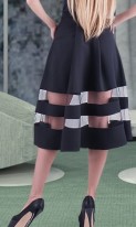 Черная юбка с полосками из сетки Л-127 фото 2