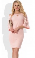 Нежно-розовое платье с рукавами пелеринами Д-465