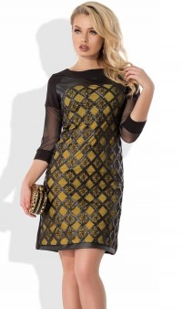 Оригинальное платье черное с желтым Д-501