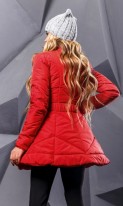 Зимняя куртка красного цвета с вышивкой СК-299 фото 2