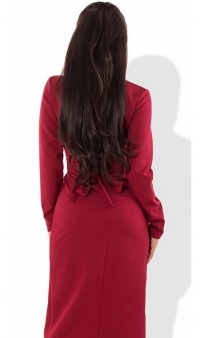 Бордовое платье миди с эффектом запаха Д-868 фото 2