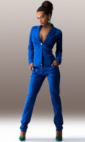 Синий костюм из стрейч-коттона КТ-172