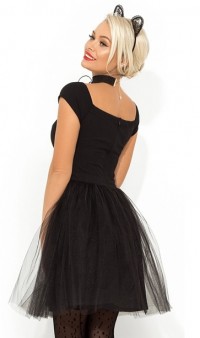 Черное коктейльное платье с фатиновой юбкой Д-949 фото 2