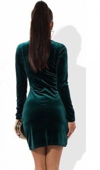 Мини платье с имитацией запаха зеленое Д-944 фото 2