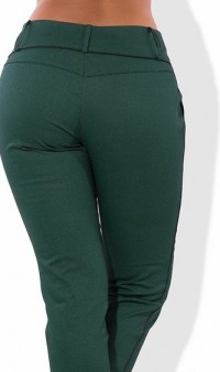 Летние зеленые брюки из стрейч коттона 1294 фото 2