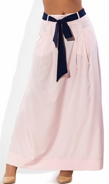 Летняя длинная светло-розовая юбка 1262