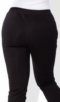 Черные зимние спортивные штаны на флисе 1249 фото 2