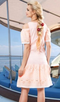 Модное персиковое летнее платье Д-096 фото 2