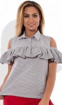 Рубашка прямая с открытыми плечами с оборкой размеры от XL 3056, фото
