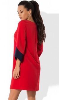 Красное платье с оригинальными рукавами Д-1053 фото 2