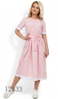 Хлопковое платье-миди с цветочным принтом Д-1145