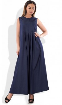 Платье туника макси синяя размеры от XL ПБ-139, фото