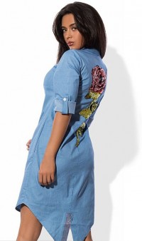 Джинсовое платье с вышивкой роза из пайетки Д-1223 фото 2