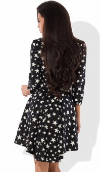 Модное черное платье со звездочками Д-1253 фото 2