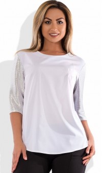 Блуза из трикотажного люрекса белого цвета размеры от XL 3124, фото