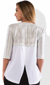 Блуза из трикотажного люрекса белого цвета размеры от XL 3124, фото 2