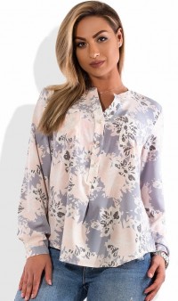 Блузка в стиле поло с рисунком цветы размеры от XL 3122, фото