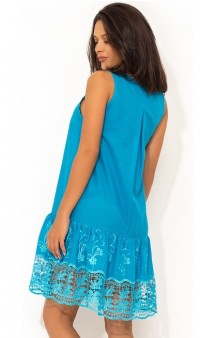 Голубое летнее хлопковое платье с перфорацией Д-1404 фото 2